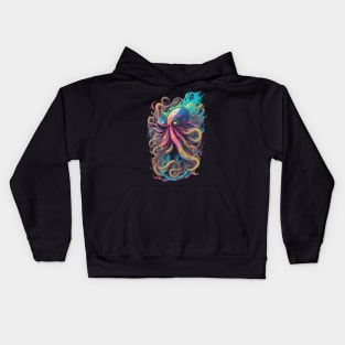 Colorful ocean cute Octopus kraken sea monster lots of pretty pastel colors Kids Hoodie